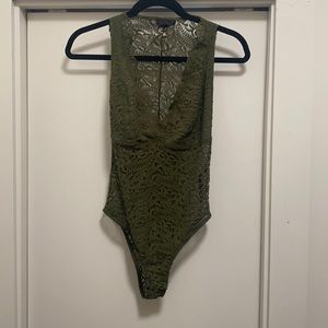 Topshop green lace bodysuit